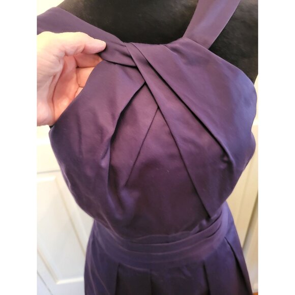 David's bridal Cotton Satten Halter Pleated Mini Dress 8 Bridesmaid Wedding Prom - Picture 3 of 9